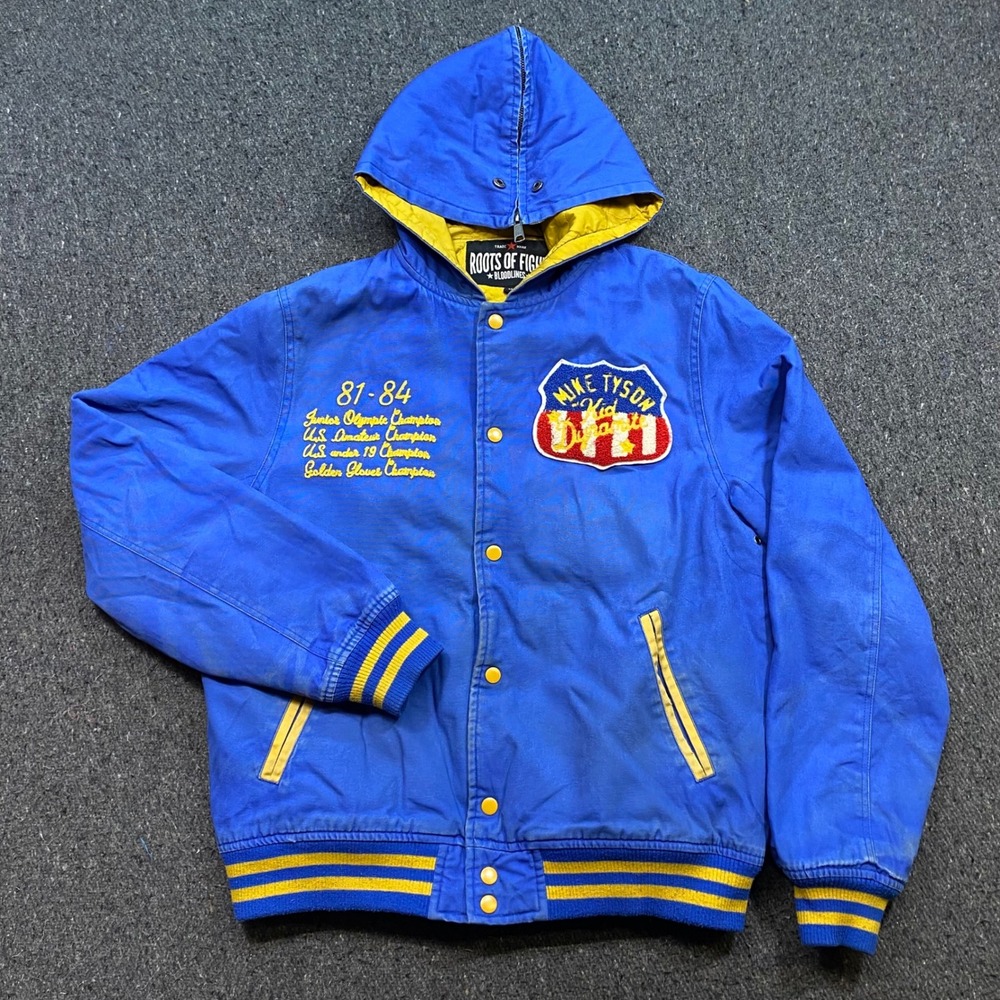 Roots of Fight Mike Tyson Jacket Sz M Mens Blue Kid Dynamite Boxing Streetwear
